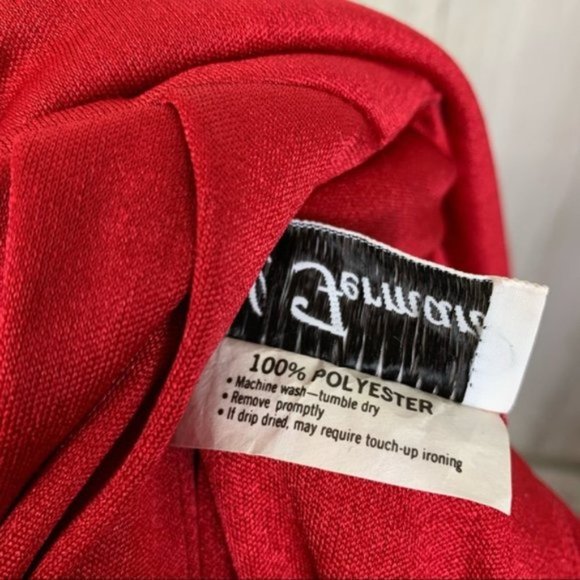 Vintage 70s Bright Red Faux Wrap Midi Dress - Picture 12 of 12